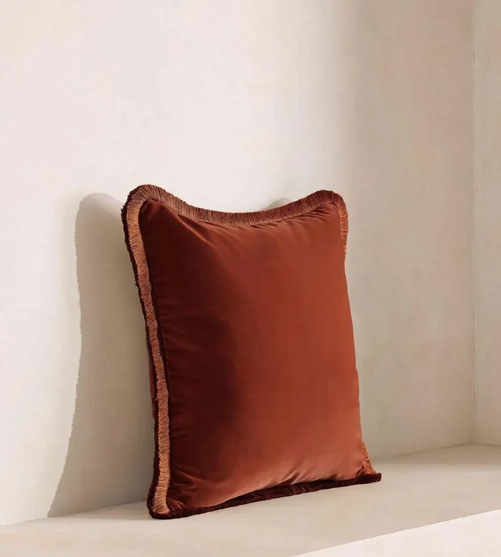 Soho Home Margeaux Cushions Rust Velvet Feather Throw Pillows Setof5